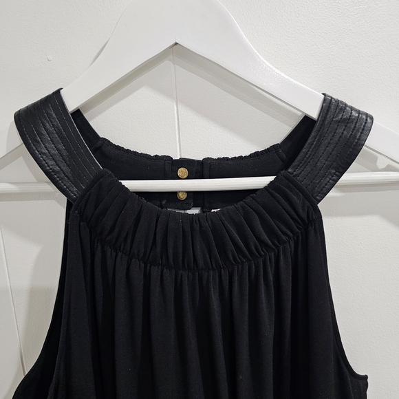 Calvin Klein Colorblock Halter Top Black & White Faux Leather Trim Sz. L - Picture 2 of 11